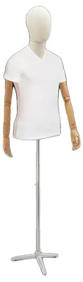 Immagine prodotto di Manichino regolabile, altezza regolabile da 134 a 193 cm, modello a torso, materiale: legno, capacità di carico massima: 7,5 kg, base a treppiede