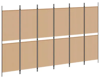 Image de Paravent à 6 panneaux Beige 300 x 180 cm Tissu