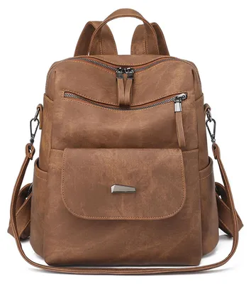 Image de Sac à dos pour femmes, en cuirPolyuréthaneimperméable, anti-vol, idéal pour l'école et le travail