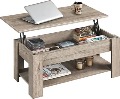 Produktbild von Yaheetech Couchtisch mit Höhenverstellbarer Platte Kaffeetisch ausziehbarer Wohnzimmertisch Sofatisch für Wohnzimmer, Büro