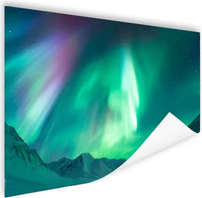 Produktbild von MuchoWow® Poster Nordlicht - Berg - Schnee 180x120 cm - Fotoplakat