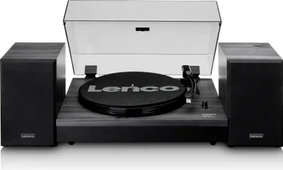 Produktbild von Lenco LS-300BK - Bluetooth® Plattenspieler mit zwei externen Lautsprechern und 2 x 10 Watt RMS, schwarz