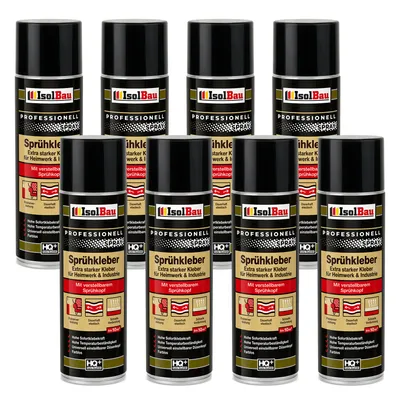 Produktbild von Isolbau Sprühkleber - 8 x 500 ml Extra starker Kleber für Heimwerk & Industrie - Klebe-Spray für Schaumstoff, Holz, Stoff, Leder, Filz uvm