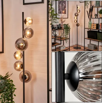 Produktbild von Garaguso Stehlampe aus Metall/Riffelglas in Schwarz/Rauch