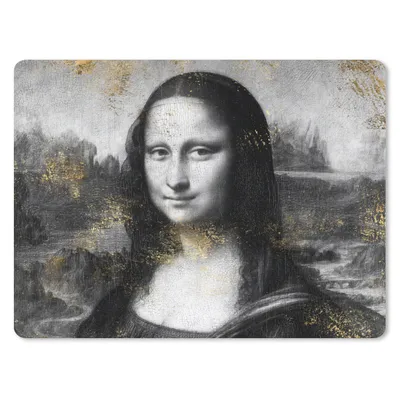 Produktbild von MuchoWow® Mauspad Mousepad Mona Lisa - Leonardo da Vinci - Schwarz - Weiß - Gold 23x19 cm - Mousepads - Maus Mat - Pad - Mausunterlage - Schreibtischunterlage - Mauspad