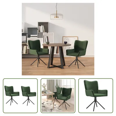 Produktbild von The Living Store Esszimmerstühle 2 Stk. Drehbar Dunkelgrün Samt