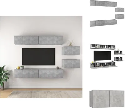 Produktbild von vidaXL TV-Schränke 8 Stk. Betongrau Holzwerkstoff -  TV-Möbel