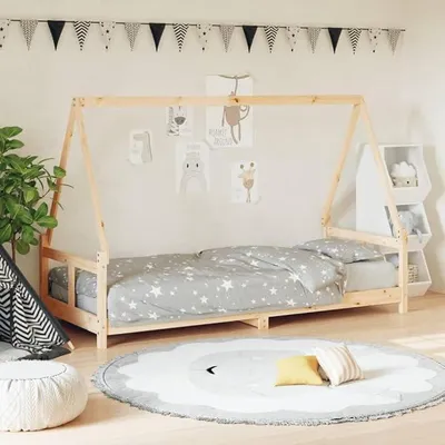 Productafbeelding van Kinderbed, huisbed met lades, speelbed, bedhuis, kinderhuis, 80x200 cm, massief hout, grenen