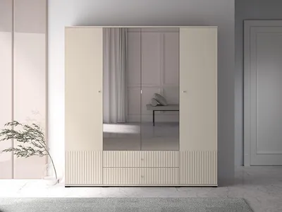 Produktbild von Kleiderschrank – Drehtürenschrank – Schlafzimmerschrank – SOPHIE 23 – Kaschmir – 200 cm – Moderner Drehtürenschrank mit Spiegel und MDF-Front