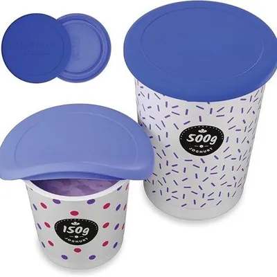 Produktbild von Famanu Silikondeckel 2 Stück - Joghurtdeckel für 150–500 g Becher - Luftdicht, auslaufsicher und flexibel - Silikondeckel (Blau)