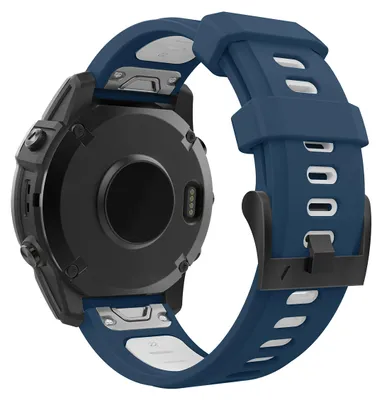 Productafbeelding van MoKo 22mm QuickFit siliconen horlogeband, compatibel met Garmin – Blauw/Wit