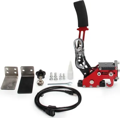 Immagine prodotto di Freno a mano USB per giochi di corse - Freno a mano 2 in 1 per PC - USB a 64 bit - Compatibile con Windows - Per supporti per volante - Rosso
