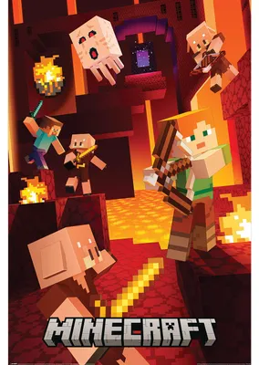 Image de Minecraft - Piglins en scène cinématique - Affiche, 61x91,5 cm