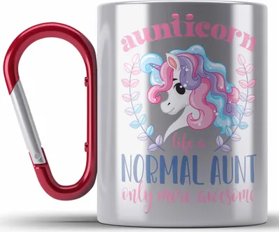 Produktbild von Trendation - Aunitcorn Edelstahl Tasse Karabiner Geschenk für Beste Tante Karabiner Edelstahl Tasse Karabiner Edelstahl Geschenkidee Tante Geburtstag Lustig (Rot)