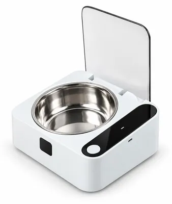 Produktbild von Katzennapf automatisch, Sensor Futternapf für Katze und Hund, 350ml Edelstahlschale, 2000mAh Akku, 7,5° Neigung, Weiß
