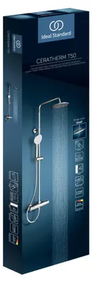 Image de Ideal Standard Ceratherm T50 Système de douche avec thermostat de douche apparent, chrome, A7230AA