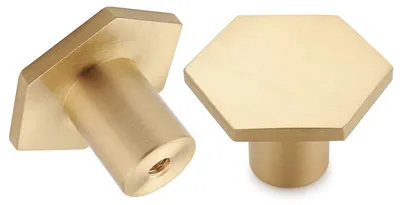 Produktbild von 10 Stück Messing-Knöpfe für Schränke, hexagonale Knöpfe für Möbel