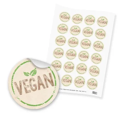 Produktbild von itenga 24x Sticker Vegan (Motiv 112) braun grün Papierstruktur