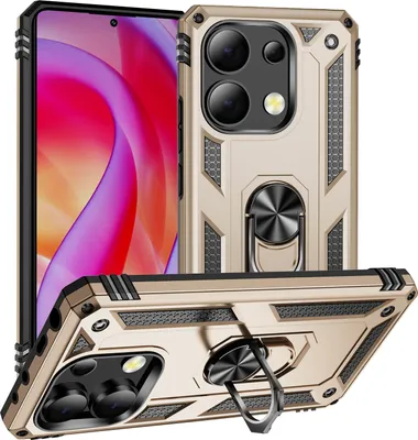 Produktbild von Schutzhülle für Xiaomi Redmi Note 13 4G Dual Layer Robust Militäre Fallschutz Hülle mit Ringhalterung Ständer Gold