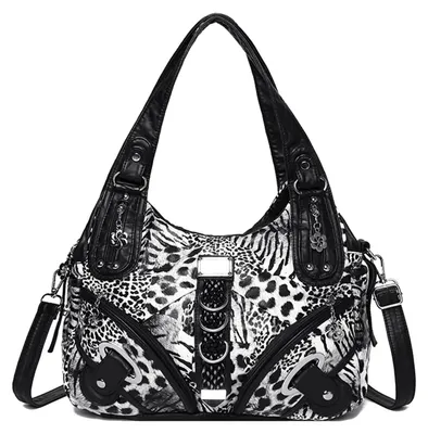 Produktbild von Damen Schultertasche mit Leopardenmuster aus Kunstleder
