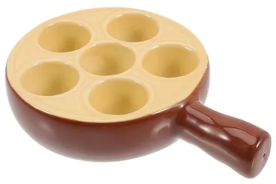 Produktbild von Keramik Schneckenplatte mit Griffen 6er Escargot Servierbrett ofenfest für Meeresfrüchte