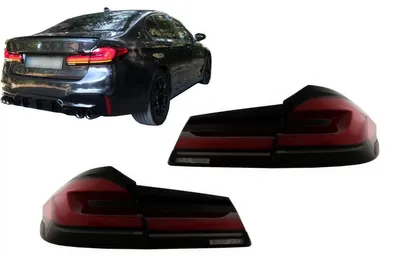 Imagen del producto de Luces traseras LED completas para BMW Serie 5 G30, modelo sedán, años 2017-2019, diseño LCI, con intermitentes estáticos.