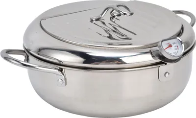 304 Edelstahl Bratentopf Temperatur kontrollierbare Mini Fritteuse mit Thermometer für KücheEdelstahl Farbe 304 Edelstahl