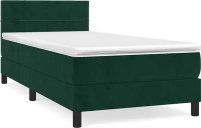 Produktbild von vidaXL Boxspringbett mit Matratze Dunkelgrün 90x190 cm Samt
