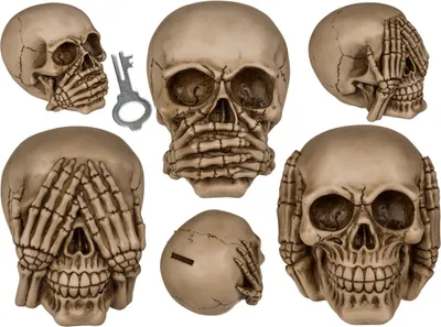Produktbild von OOTB Spardose mit Schloss Totenkopf - Die 3 Affen