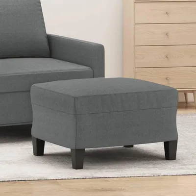 Produktbild von Fußhocker und Sitzbank mit Holzrahmen, Polsterhocker mit Fußstütze und Fußablage für das Wohnzimmer, modernes Design, dunkelgrauer Stoff