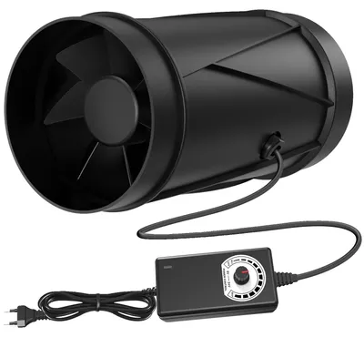 Produktbild von Inline-Rohrventilator, einstellbare Geschwindigkeit, leiser Betrieb, schwarz