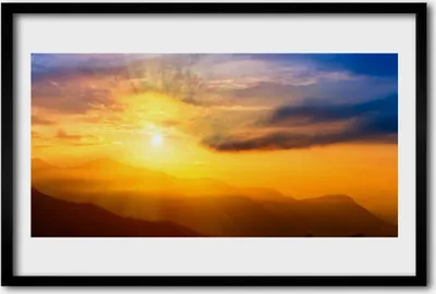Produktbild von Bild 60x40 MDF-Rahmen Wandkunst Berg Sonne Wolken Landschaft
