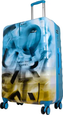 Produktbild von Hartschalen-Koffer Großer Reisekoffer Verona 75cm Trolley Blau-Braun Graffiti-Look Motivkoffer