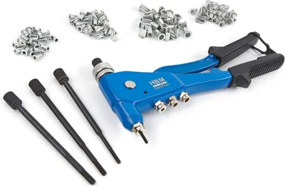 Immagine prodotto di Rivettatrice manuale professionale, pinza per rivetti ,tenaglia per rivetti filettati  e rivetti a strappo, rivettatrice dadi ciechi ,M3-M6,kit 106 pezzi Hbm Machines Olanda