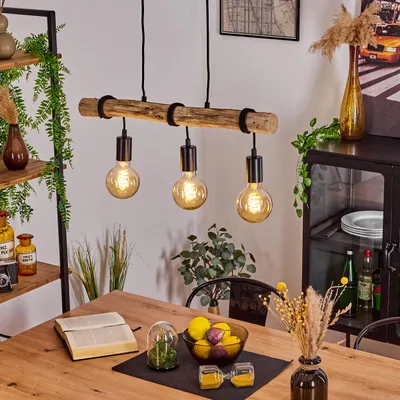 Produktbild von Campagnazza »Campagnazza« moderne Hängeleuchte aus Metall/Holz in Schwarz/Natur