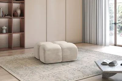Produktbild von Polsterhocker Designerhocker DARCY 85x85 cm in Stoff Salvador Beige