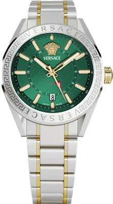 Produktbild von Versace VEAFA0524 V-Code GMT grün silber gold Edelstahl Herren Uhr NEU
