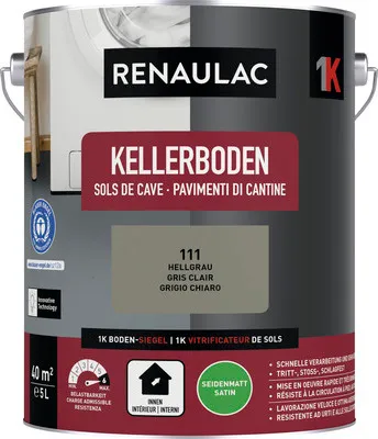 Produktbild von RENAULAC Kellerfarbe seidenmatt hellgrau 5 l