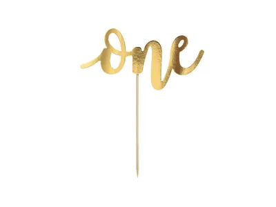 Immagine prodotto di Cake Topper One 19cm Decorazione per compleanno 1 anno Decorazione per torta Oro