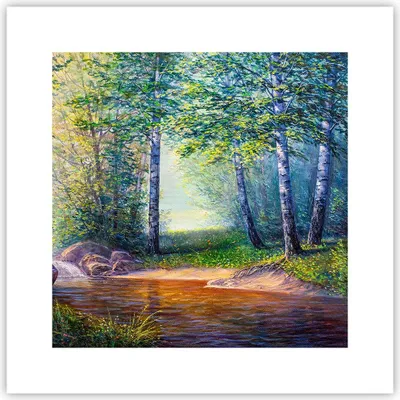 Produktbild von Poster - Poster ohne Rahmen - Wiese Wasser Baum - 30x30 cm - Wand Bild - Wanddeko - Wandbilder - Kunstposter - Wandposter - Bilder - Kunstdruck - Wanddekoration - Wandbild - P2XAC30x30-4063