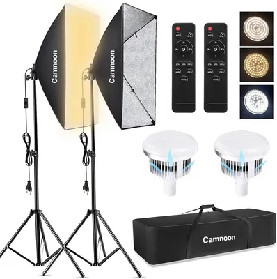 Obrázok produktu pre Sada softboxových osvetľovacích zariadení pre fotografovanie, do štúdia, s 2 kusmi po 85 W, 2800 K