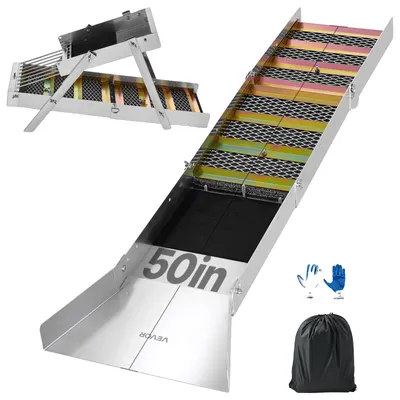 Produktbild von VEVOR Goldwaschset mit Mini-Rutsche, 12" Aluminium Goldbergbau-Ausrüstung, 16-teiliges Goldsuchset mit Goldpfanne, Klassifiziersieb, Trennmagnet, Zugbeutel und Zubehör, Rutsche & Hochposition 2-in-1 (Einzelgerät)
