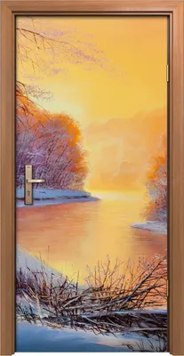 Produktbild von Türposter 90x200 cm Türaufkleber Türtapete Türfolie Klebefolie Foto Waldlandschaft Malerei Winter