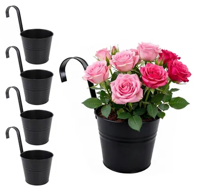 Immagine prodotto di Omgoods - Set di 4 vasi da parete in metallo, diametro 16 cm