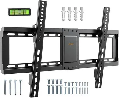 Productafbeelding van TV-wandbeugel voor schermen van 37-82 inch, verstelbare TV-wandhouder met waterpas, plat tegen de muur, kantelfunctie, draagvermogen 75 kg, schermhouder met maximale VESA-maat: 600 x 400 mm