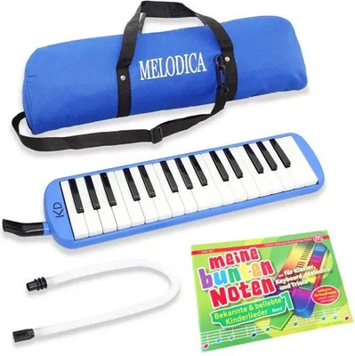 Obrázok produktu pre keepdrum Melodica Blue 32 klávesov s taškou a notovou knižkou