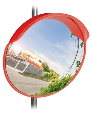 Runder Verkehrsspiegel 60 cm, wetterfest, mit Halterung, rot