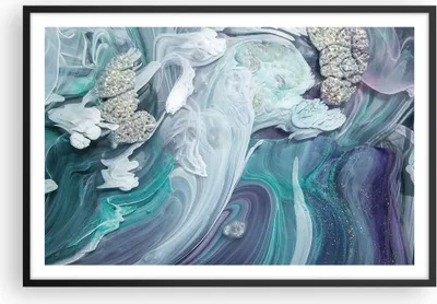 Produktbild von Gerahmtes Poster - Schwarzer Rahmen - Abstraktion dreidimensional blau - 91,5x61 cm - Wand Bild - Wanddeko - Wandbilder - Kunstposter - Wandposter - Bilderrahmen - Bilder - Kunstdruck P2BAA91x61-4726