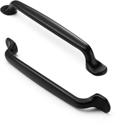 Obrázek produktu pro Ibenzoa® Sada 10 kusů úchytek na skříně a zásuvky, matná černá barva, zinková slitina, rozteč otvorů 160 mm, rozměry 193×23×14 mm, šrouby 25/45 mm, vhodné pro tloušťku nábytku 13–40 mm