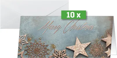 Produktbild von SIGEL DS099 Weihnachts-Karten Weihnachtssterne -  DIN lang - 10 Karten + Umschläge inkl. inkl. Umschläge